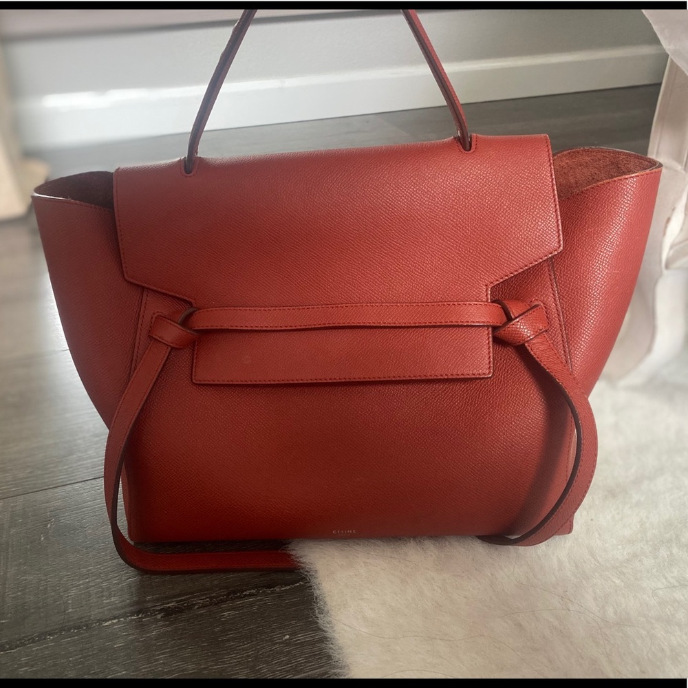Celine micro belt fox red calfskin leather